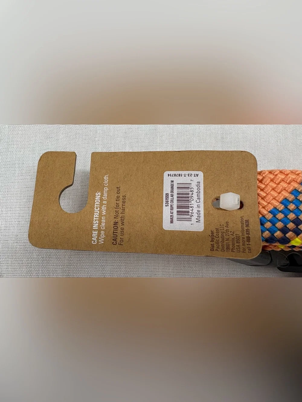 Arcadia Trail Rope Paracord Dog Collar MEDIUM-Fits neck 13”-20”. Orange Blue